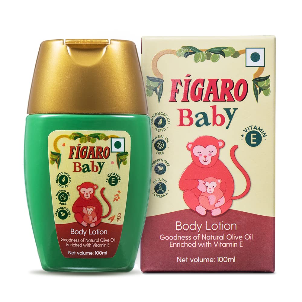 Figaro Baby Lotion | 100 ml | Natural Olive Oil | Enriched with Vitamin E | Moisturizer with Natural Formula | Paraben F