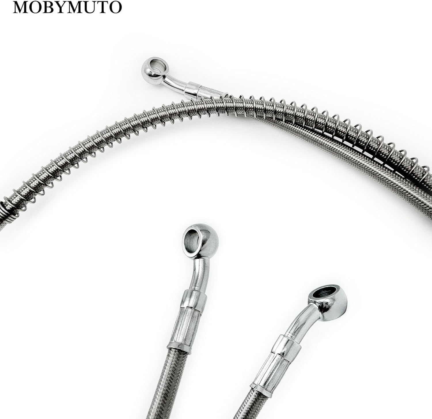 Motorcycle Hydraulic Braided Brake Line, Stainless Steel Brake Hose, Universal Brake Clutch Fluid Line for Motorcycle, Moped, ATV, Go-Kart and Dirt Bike (Silver, Length 105 cm/41.3'')