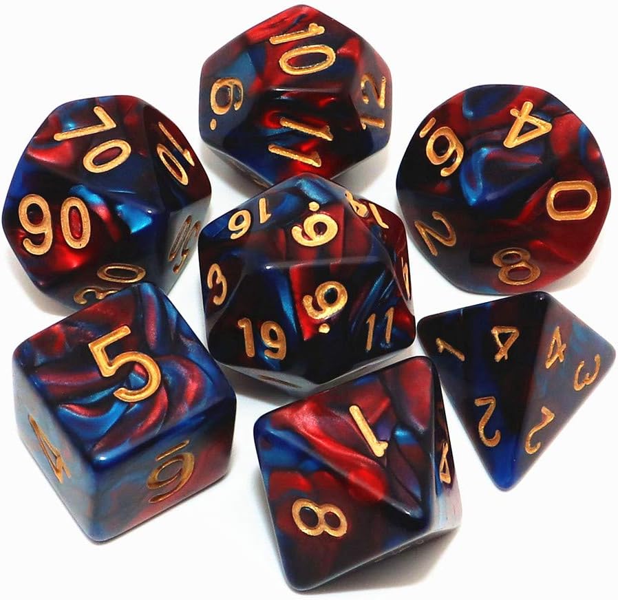 DND Dice Red Blue Polyhedral Dice Set for Dungeon and Dragons MTG RPG D&D D20 D12 D10 D8 D6 D4