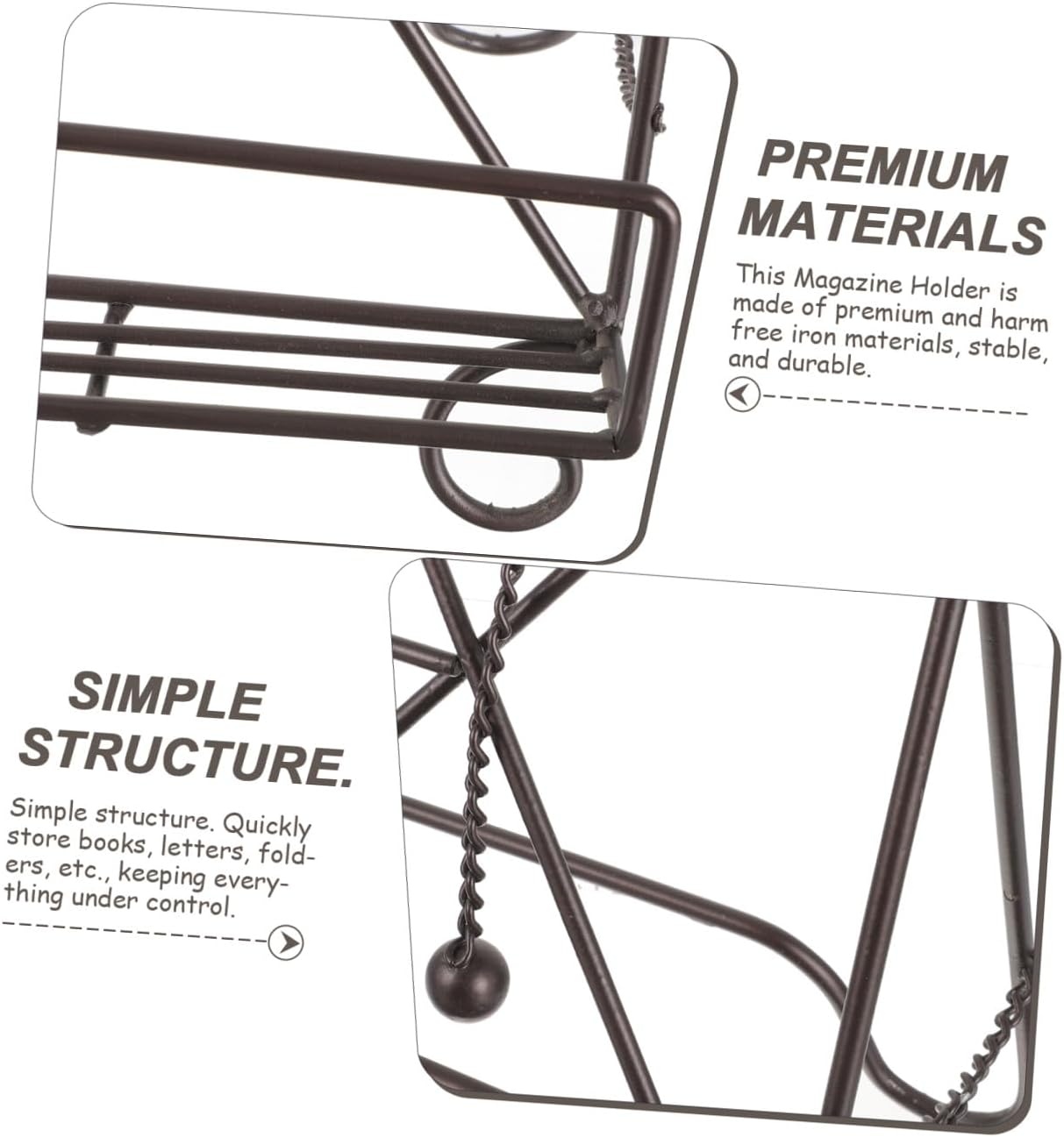 Veemoon Desktop Iron Art Storage Rack European Style Decorative Sundries Holder for Home Office Sturdy Magazine Stand Book Organizer Triangular Geometry Design for Efficient Storage