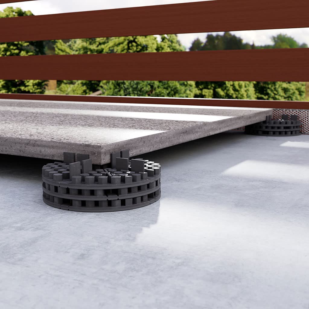 150x LANGFIT® Plattenlager - Flexibles Stelzlager mit 2mm Fugenkreuz für Terrassenplatten – 6-fach stapelbar von 10-60mm – Teilbar in vollwertige Randstücke und Ecken – Made in Germany – MS-PL2-10-S
