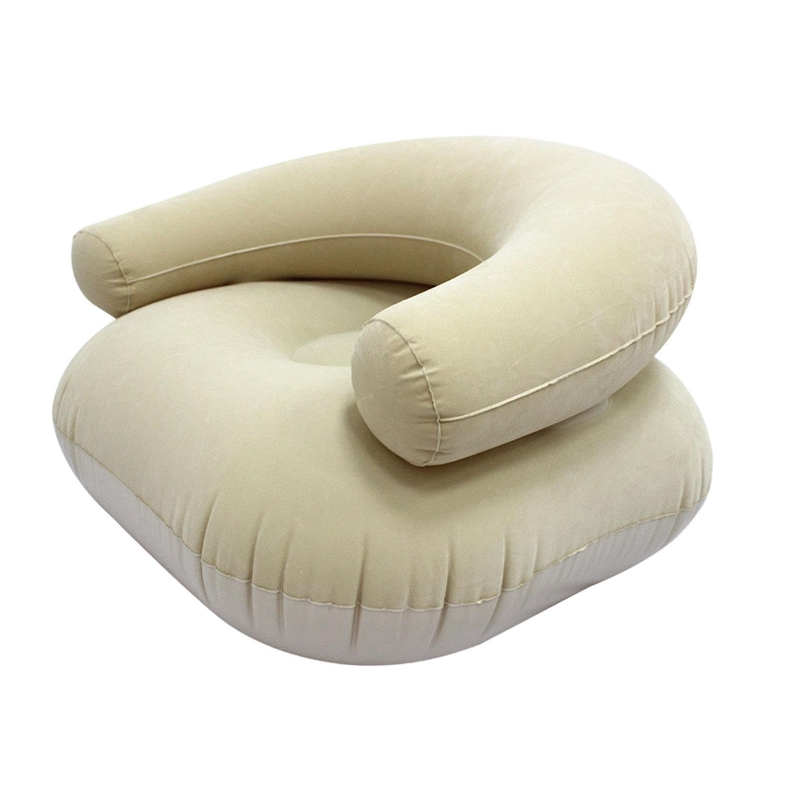 Inflatable Lounge Chair Soft Inflatable Lounger for Courtyard Indoor Bedroom Beige | Bean Bags & Inflatables | Furniture-image-42