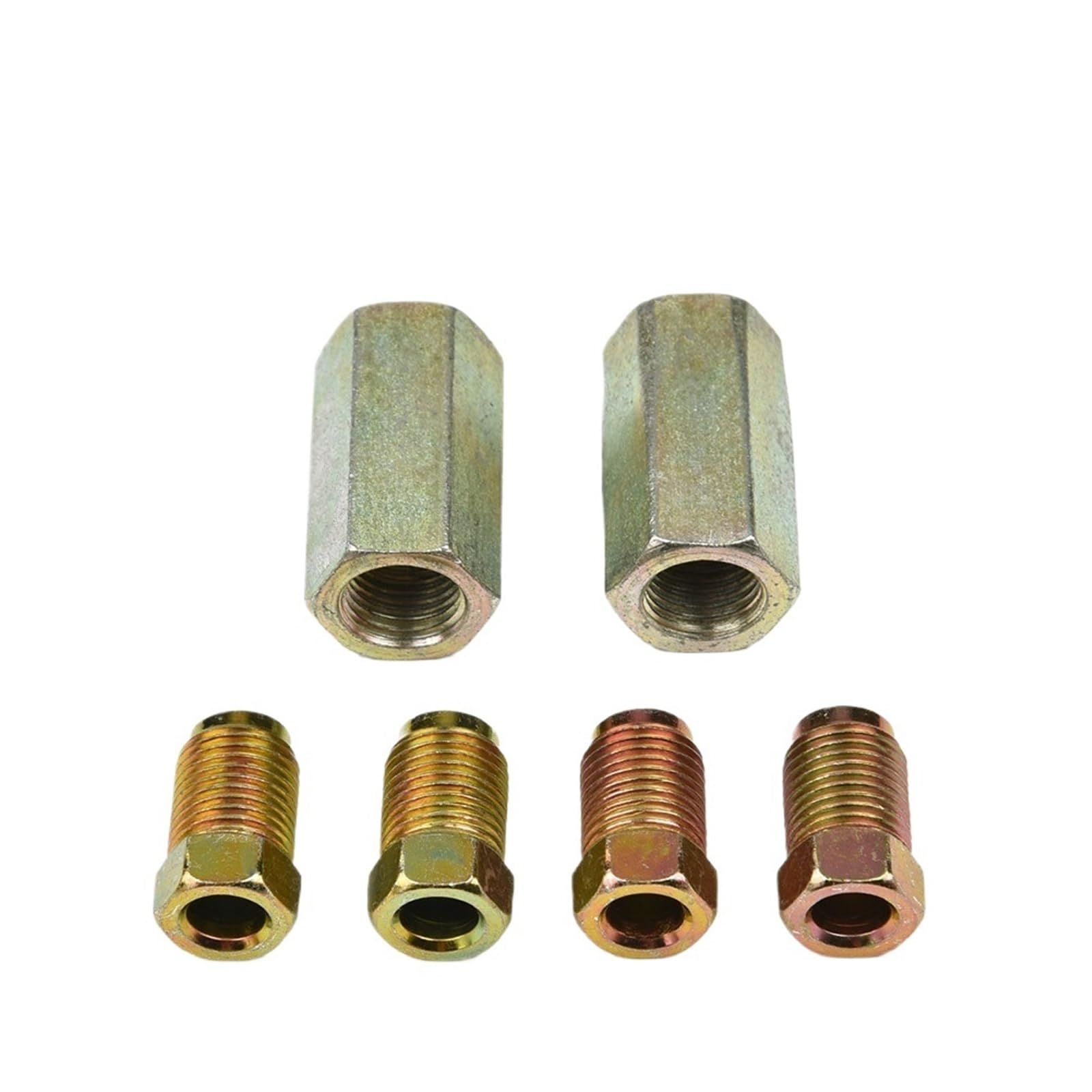 Aqyhsotw Women's Gold 2 X 10Mm Brake Pipe Connectors+4 X 10Mm Male Brake Nuts Short Brake Line Fitting Kit For Inverted Bell Mouth Of 3/16 Pipe Brake Lines Kit(Gold)