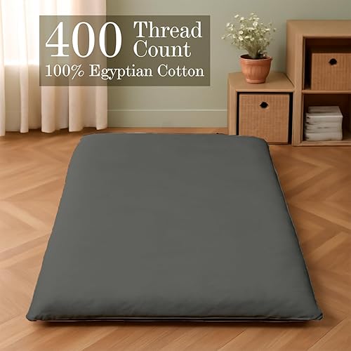 Miniatura 2 de Fundas de futón japonés con cremallera para futón tamaño individual, 100% algodón egipcio, funda de colchón para suelo tradicional japonés, fundas