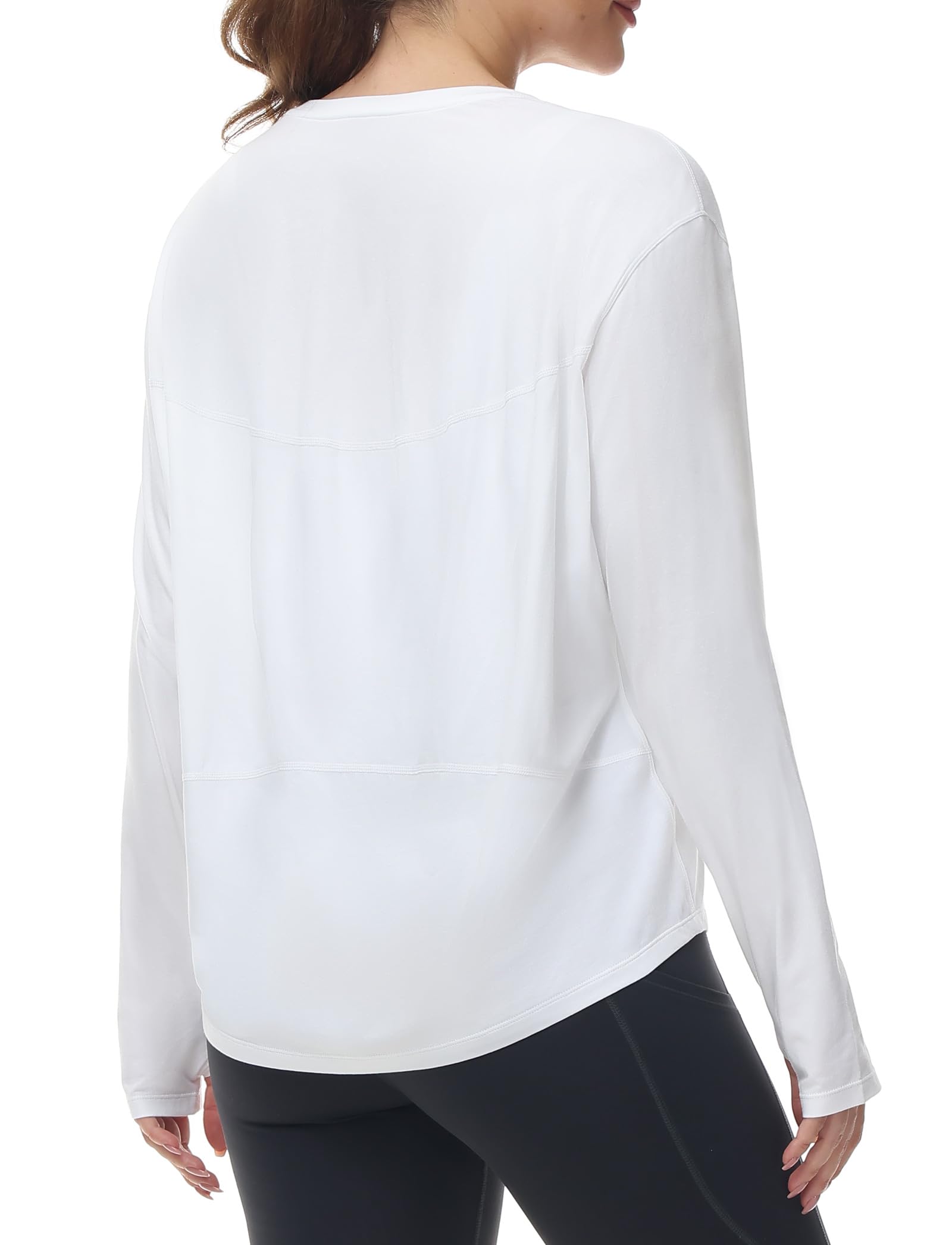 THE GYM PEOPLE Sport Shirts für Damen Langarm Laufshirt Rundhals Lockere Fitness Langarmshirt Yoga Oberteile Wandershirt mit Daumenloch