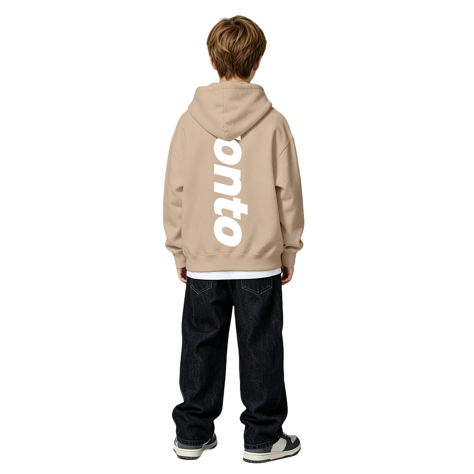 Felpa Oversize con Cappuccio e Stampa Urbana per Ragazzo, Maniche Lunghe, Stile Streetwear, Casual e Comoda per Bambini.