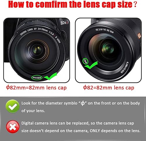 Miniatura 8 de Tapa de lente a presión de 2.165 in para Sony E f3.5-5.6 18-135 OSS para Sony Alpha a6600 a6400, cubierta de lente Fire-Rock para Sony FE