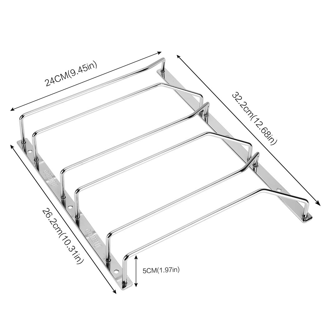 Portabicchieri Sotto Gabinetto Sospensione Rack Porta Calici Di Vino Titolare Con Viti Finitura Cromata 24cm 3 Righe