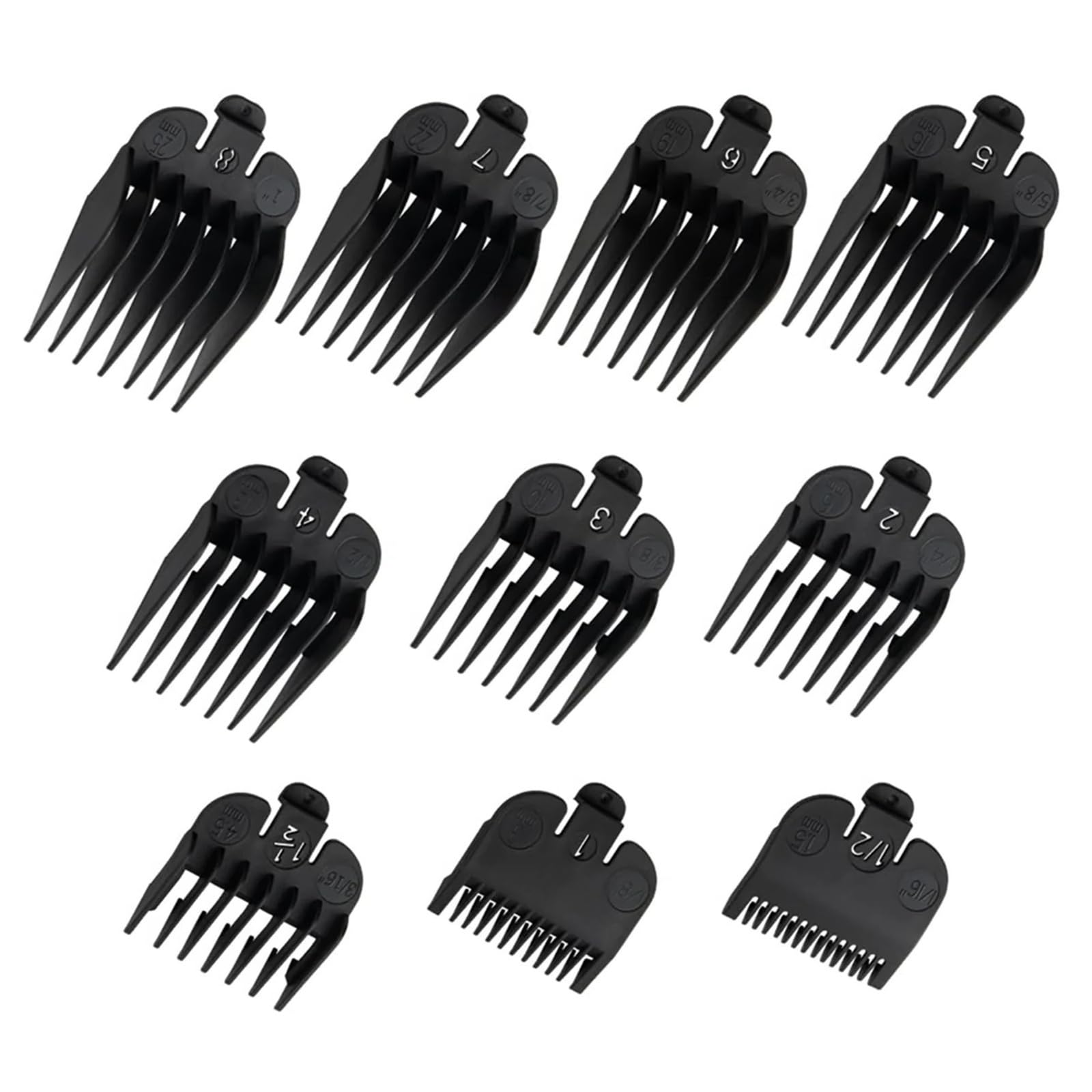 10-teiliges Clipper Guards-Set For Die Meisten, Kompatibel Mit Wahl, Kompatibel Mit Babyliss, FX870 Clipper Guides Ersatz – 1/16 Zoll Bis 1 Zoll