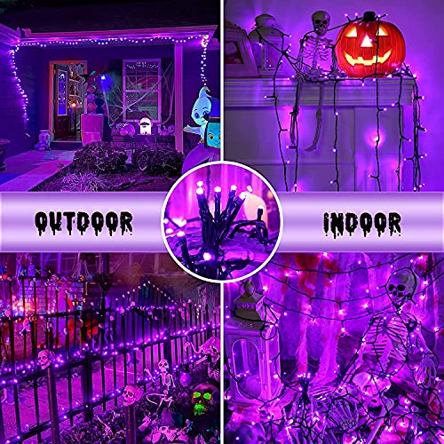 PhilzOps Halloween Luci Stringa Solari, 22M 200 LED Natale Catena Luminosa Esterno Solare 8 Modalità Impermeabile Viola Luci LED Decorativa con Memoria Per Giardino Albero Patio Festa Balcone Camera