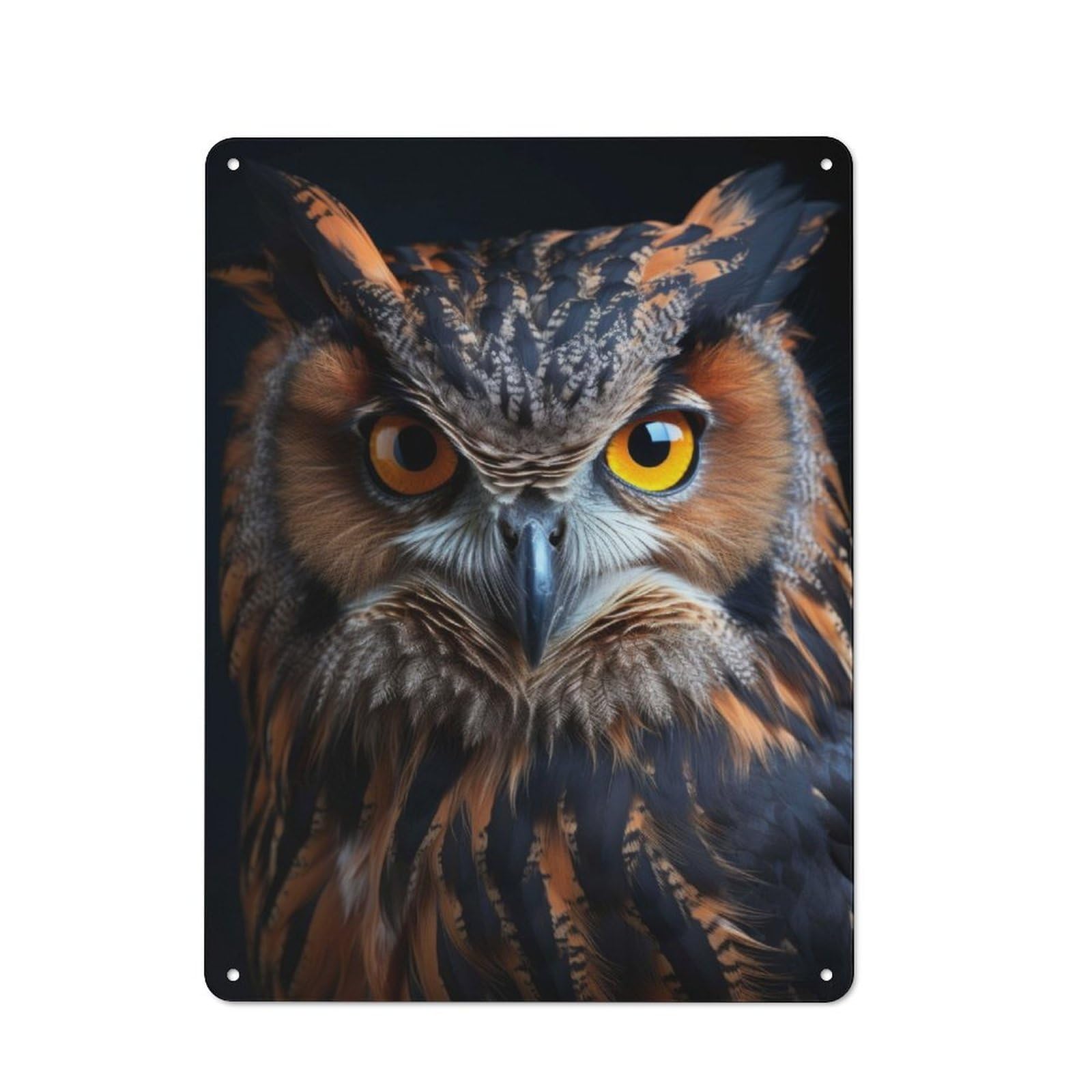 Junmoney Cool Owl Animal Portrait Rustic Tin Wall Plaque 40X30cm For Café Or Restaurant, For Kitchen, Dining Room And Home Bar Wall Decor
