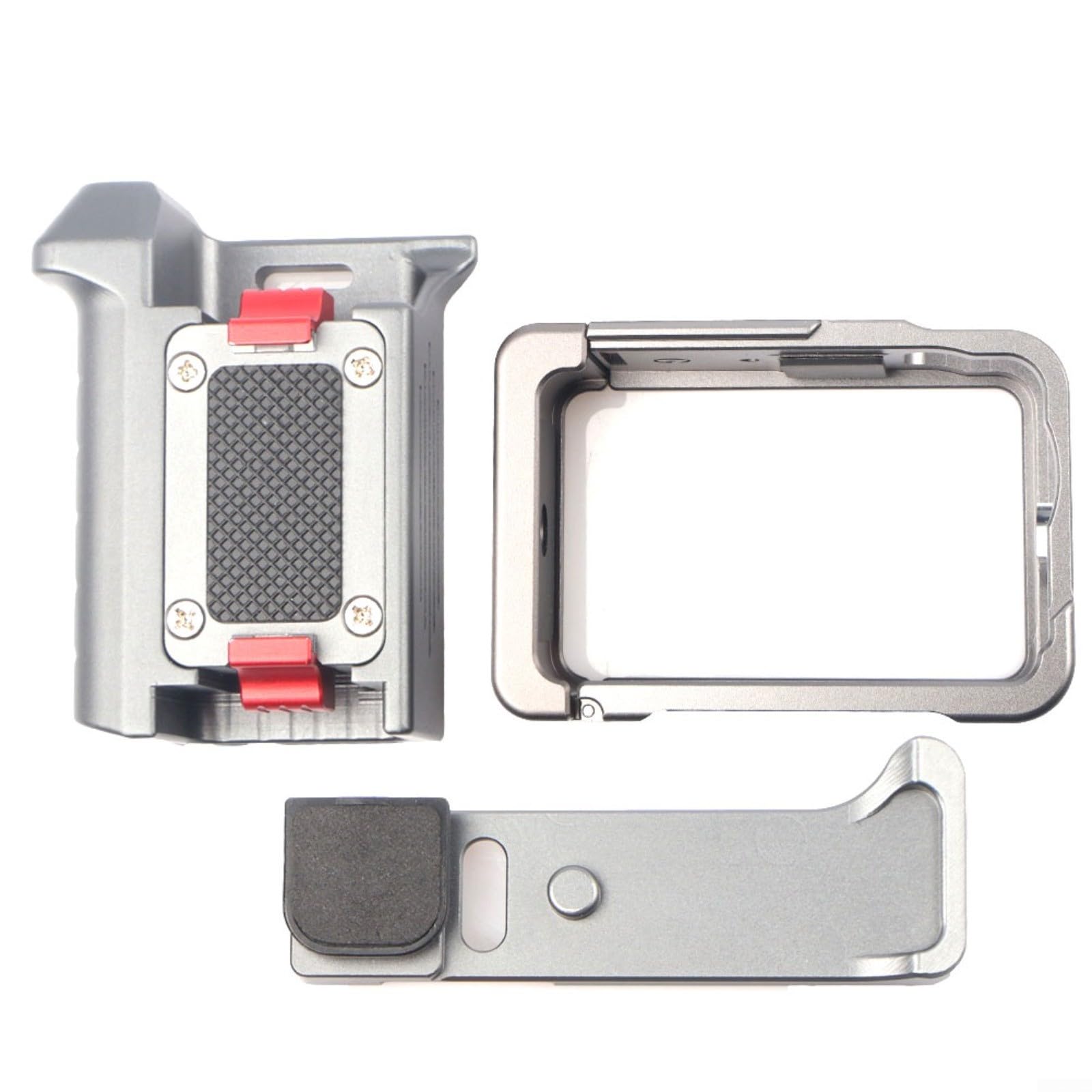 Kit de mango de aluminio para DJI para OSMO Action 6 con jaula, cambio rápido magnético y soporte para zapata fría, paquete extensible de aleación de aluminio, color gris
