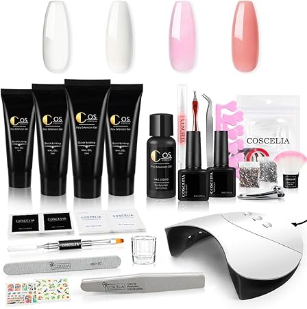 Amazon 4pcのポリジェル セット ネイルポリジェルセット 36wネイルuvライト付きセット マニキュアセット 長さ出し ジェル ポリ ゲル初心者用セット ジェルネイル カラー ジェルネイル キット セルフネイル キット Twinkle Store ビューティー 通販