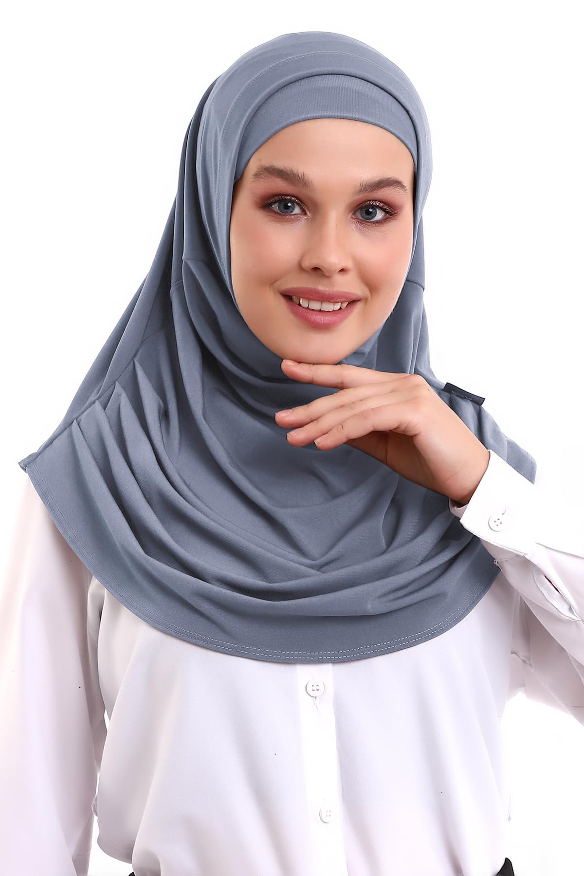 Ihvan Online Women's Grey Hijab Scarves For Ready To Wear, Lightweight And Comfortable Headscarf, Instant Turban, Jersey, Presewn,