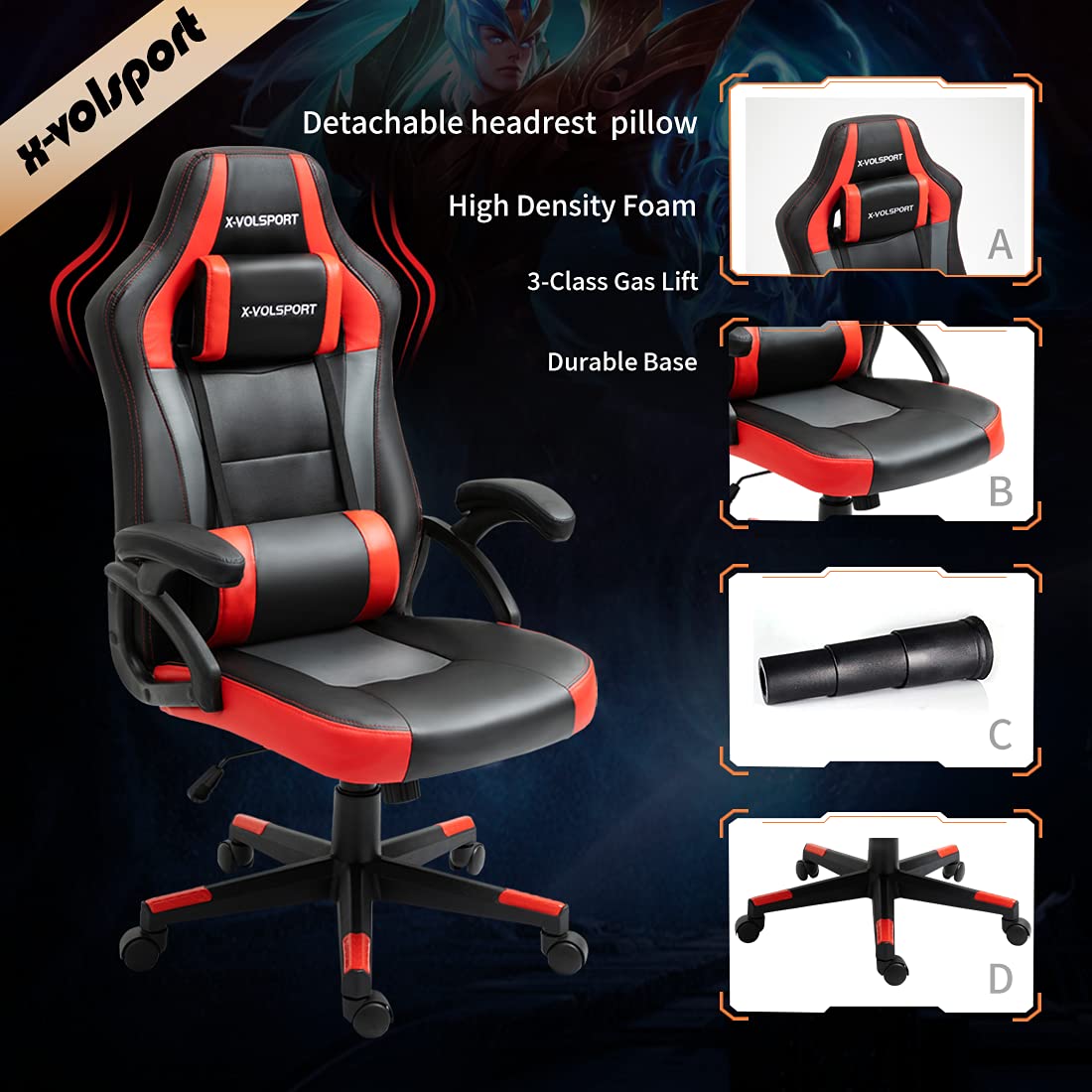 XVOLSPORT Racing Video Game Chair Office Chair Computer Gaming Chair