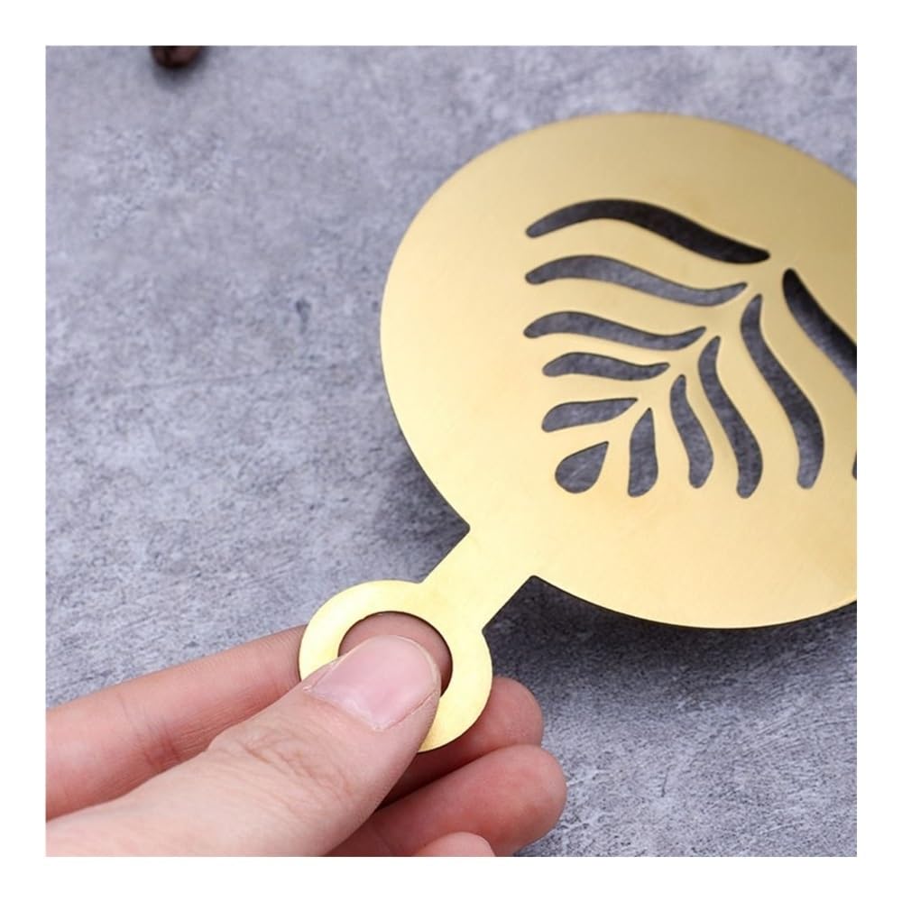 Plantillas de acero para decoración de café, café con leche, capuchino, para decoración de tartas, galletas, pintura en aerosol, molde para hornear para plantilla de barista (negro)