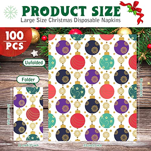 100 Pieces Christmas Napkins Paper Christmas Guest Napkins Elegant Disposable Napkins Red Dinner Napkins Guest Hand Towels For Bathroom Holiday Lunch Tea New Year Christmas Birthday Party Supply #TOP1
