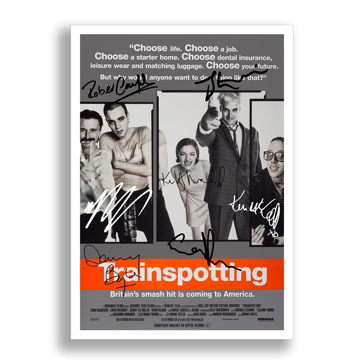 Mounted Gifts Black Trainspotting Cast Signed A4 Poster Photo Print Framed Autograph Gift Movie Film Ewan Mcgregor Ewen Bremner Jonny Lee Miller Robert Carlyle (Poster Only)
