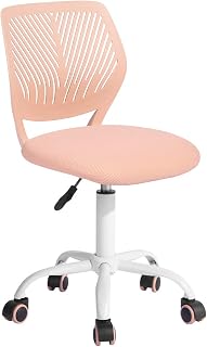 FurnitureR Adjustable Pink Rose Office Chair with Rolling Wheels, Ergonomic Desk Chair for Home & Office, Rotating Seat and Comfortable Backrest