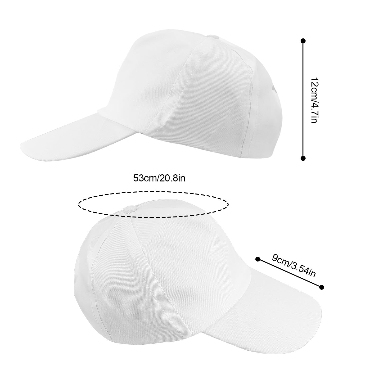 HASLED Gorra de béisbol 5 piezas blanca para hombre visera ajustable