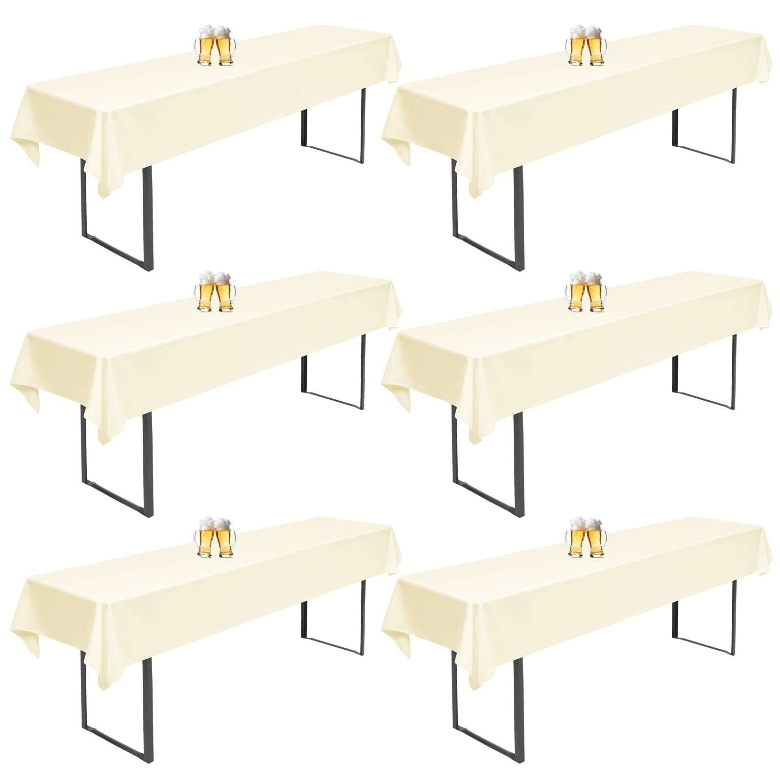 6 manteles universales para mesa de cerveza, beige, para mesas de cerveza, 70 cm y 50 cm, fundas rectangulares, lavables, 110 x 260 cm (beige)