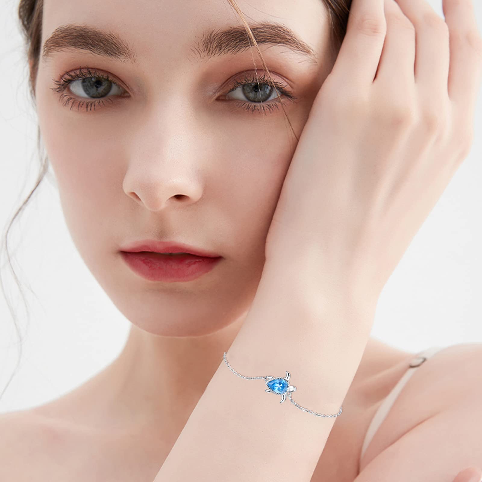 Midir&Etain Pulsera de plata de ley 925 con diseño de koala y tortuga, diseño de oso koala, regalo para mujeres, niñas y novias, 7 inch, Plata de ley, Circonita cúbica
