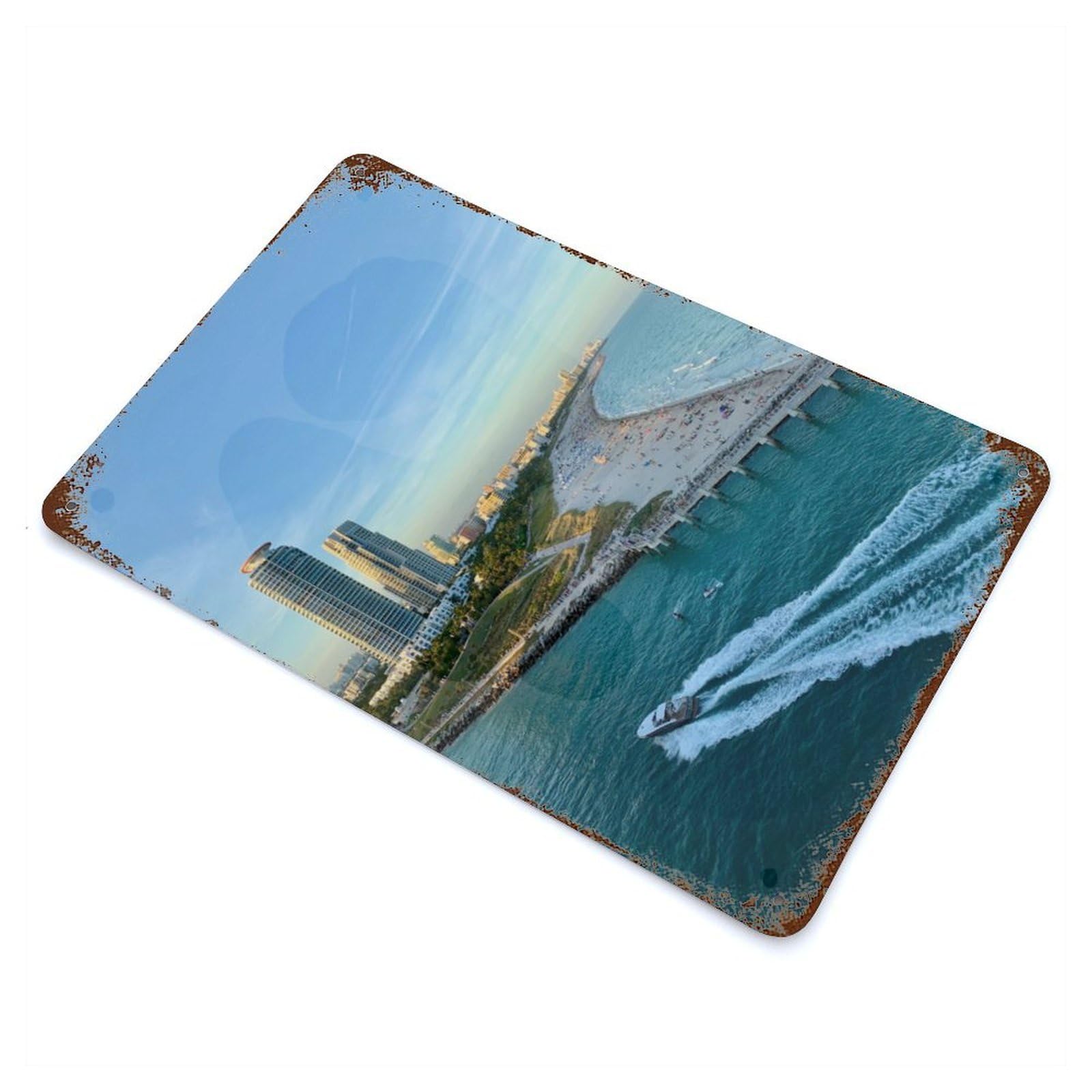 Garage Style Miami Rusty Metal Tin Sign 11.8"x7.9", Farmhouse Wall Decor for Bar And Workshop