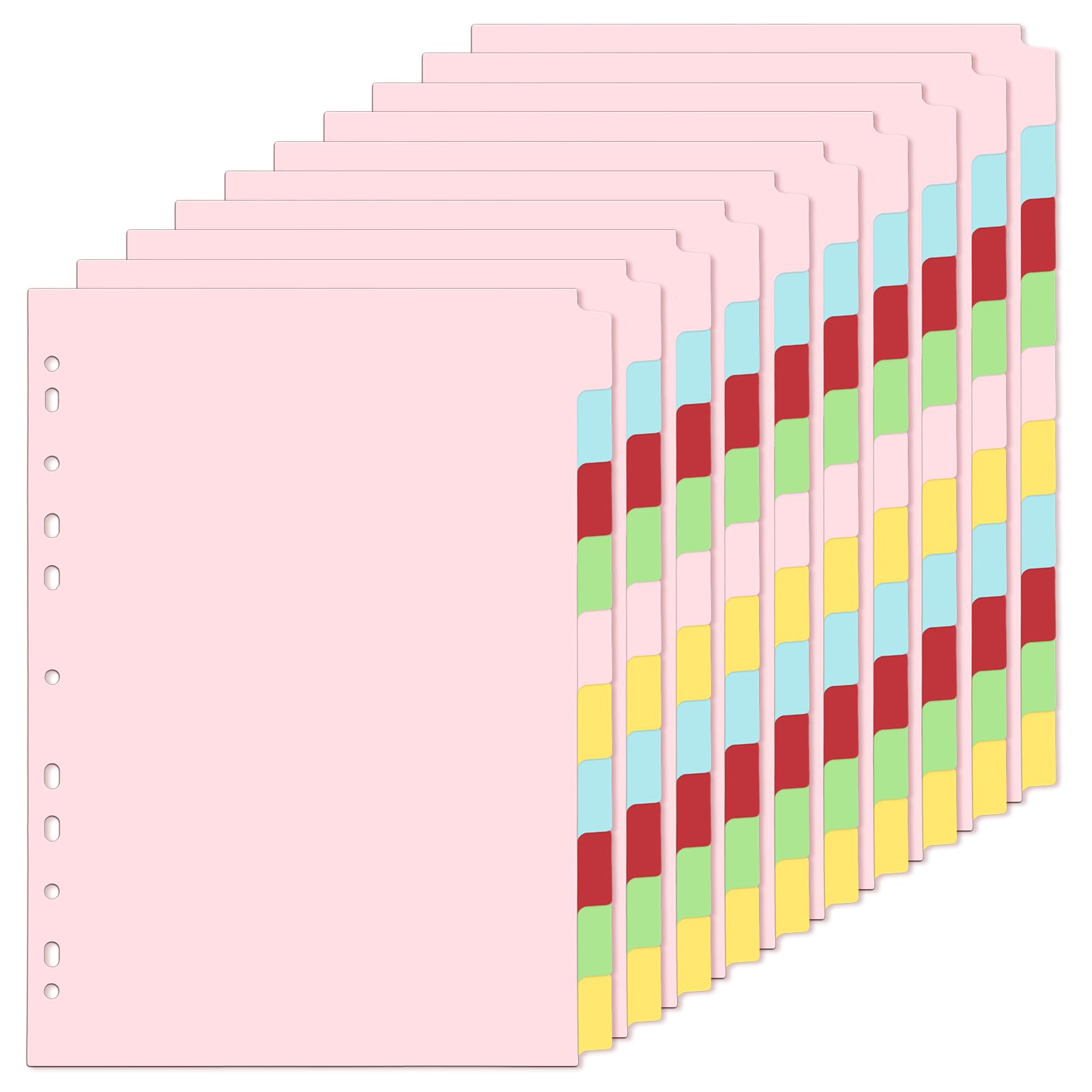 File Dividers A4, 10 Pack 10 Part Folder Dividers Coloured Multi Hole Punched A4 Dividers Tabbed Index Divider for Lever Arch Files Ring Binders Office School Index Dividers — image 1