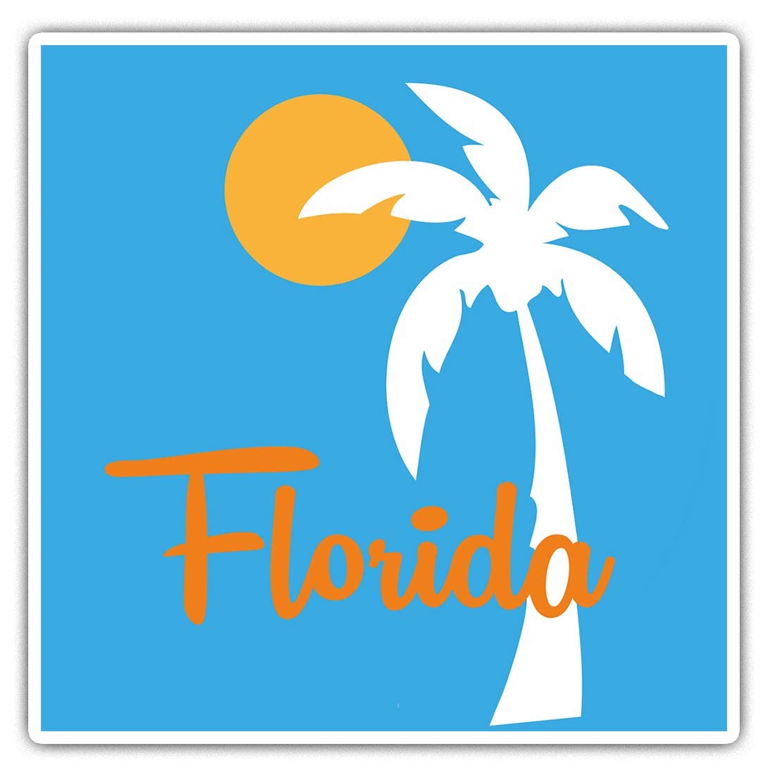 Destination Vinyl Ltd Multi 2 X 10Cm Square Vinyl Stickers - Florida Miami Beach Palm Tree Usa Decals 5349