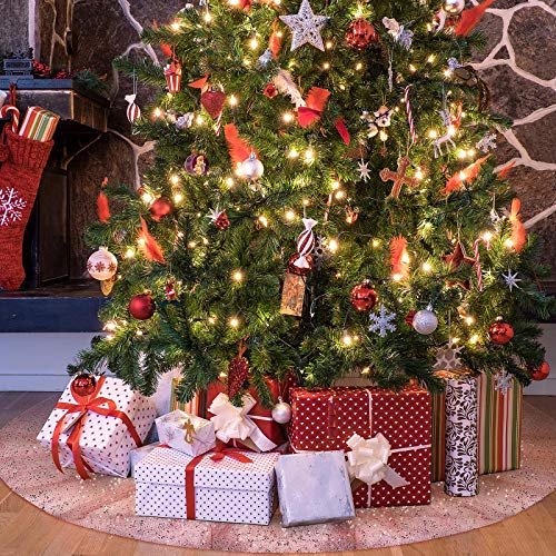 Jupe d'arbre de Noël en or rose à paillettes chic de 122 cm