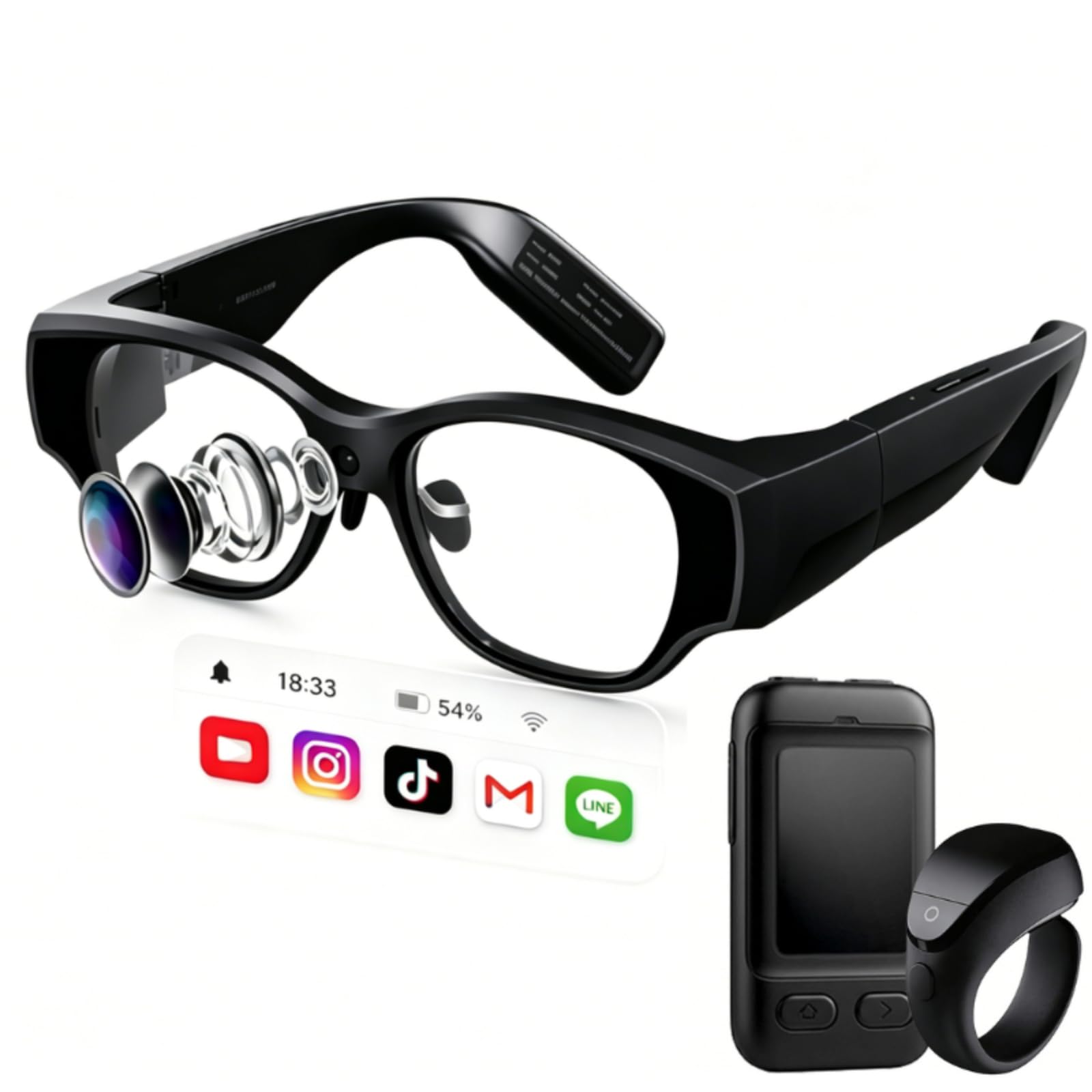 Okulary AR 1080P 120Hz, 62 PPD Micro OLED, Wirtualny Ekran 150 cali, Android 14, 3DoF, Kamera 16MP 120°, do Filmów Gier Pracy, iPhone 17,16,15/Android iOS/MacPC/Steam Deck/PS