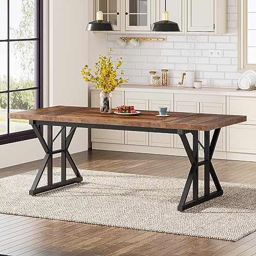 Tribesigns-Farmhouse-Dining-Table-for-6-People-708-Inch-Rectangular-Wood-Dining-Table-Rustic-Kitchen-Table-with-Heavy-Duty-Metal-Legs-for-Dining-Room Tribesigns Farmhouse Dining Table for 6 People 708 Inch Rectangular Wood Dining Table Rustic Kitchen Table with Heavy Duty Metal Legs for Dining Room
