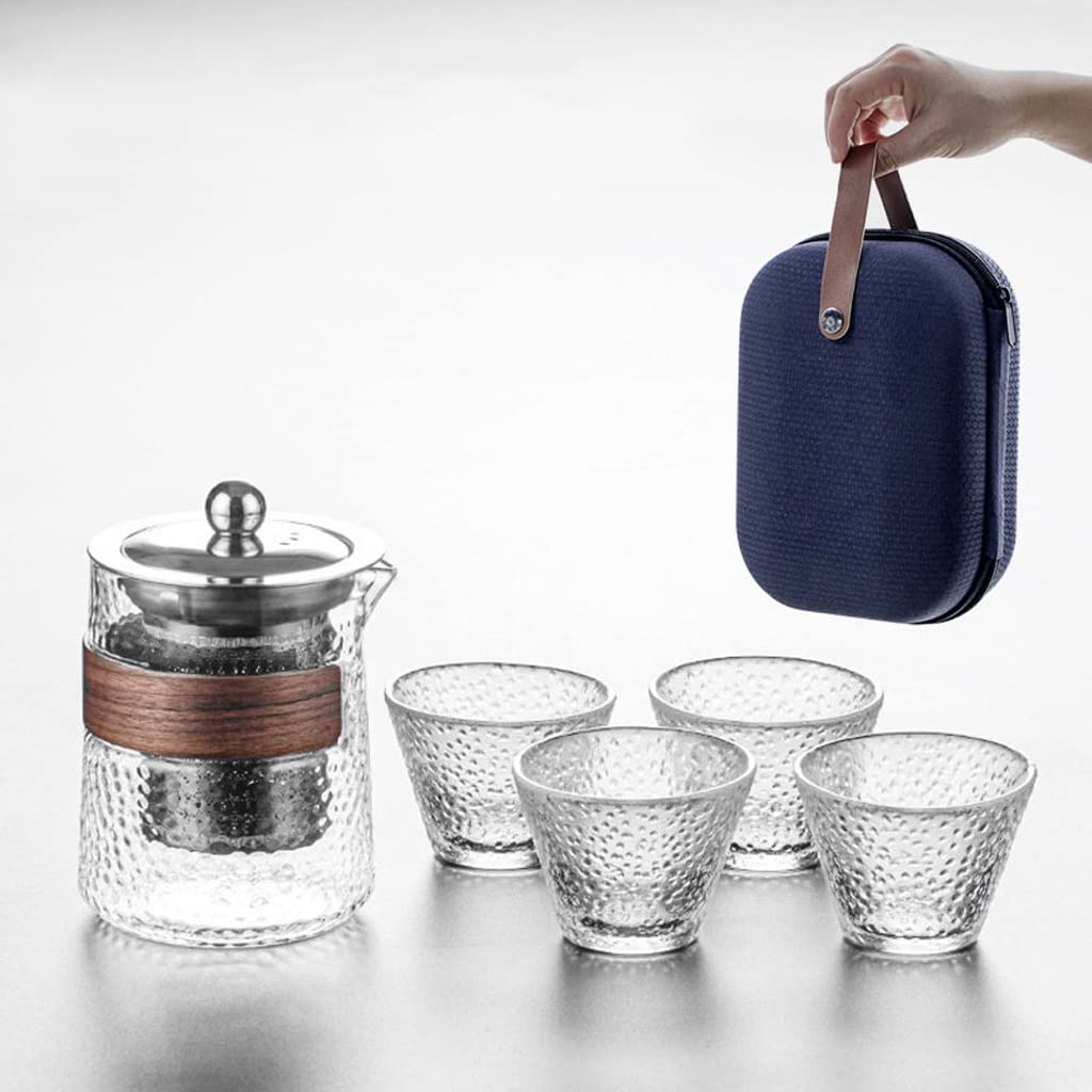 Tragbares Reise-Teeservice, hochtemperaturbeständiges Teetassen-Set aus Glas, unverzichtbares Reise-Teeservice-Zubehör