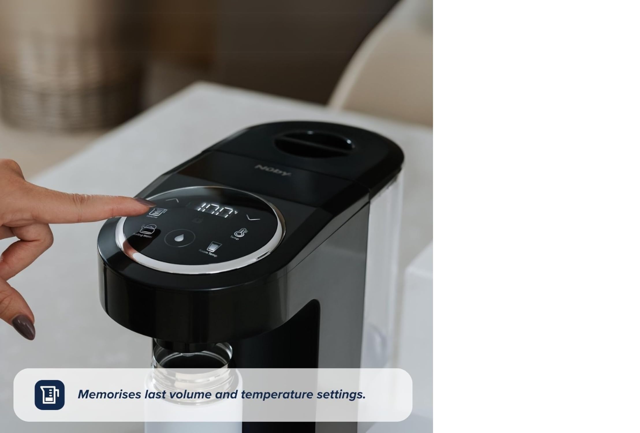 Nuby RapidHot - Fabricante de biberones, hecho para RapidCool - Agua hirviendo instantáneamente | Volúmenes y temperatura preestablecidos | Sigue las directrices del NHS (negro)
