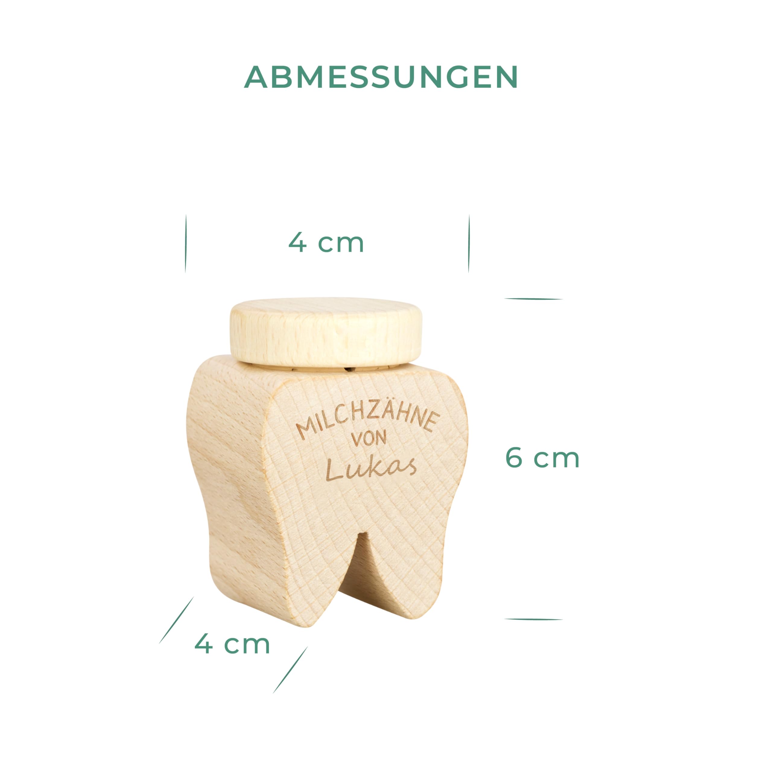 LAUBLUST Personalisierte Milchzahndose mit Namen - Zahnbox mit Gravur auf beiden Seiten | Zahnfee Geschenk für Jungen & Mädchen - Milchzahnbox & Zahndose aus Holz ca. 6 x 4 cm als Andenken für Kinder