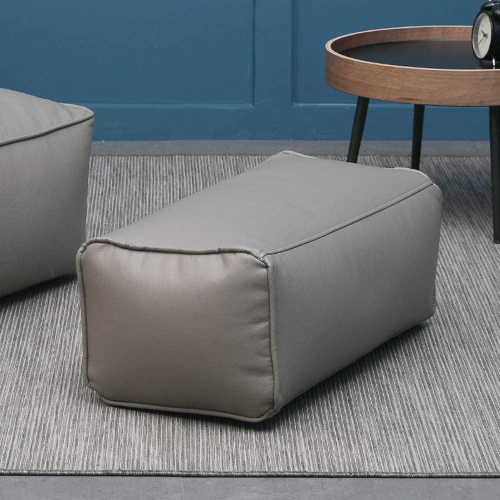 Hocker Rechteckiger Ottoman-pouf, Großer Leder-fußhocker Im Nordischen Stil, Bequemer Ottoman Und Fußstütze Für Wohnzimmer, Schlafzimmer Unter Dem Schreibti(Size:65x24x30cm(26x9x12inch),Color:Grau)