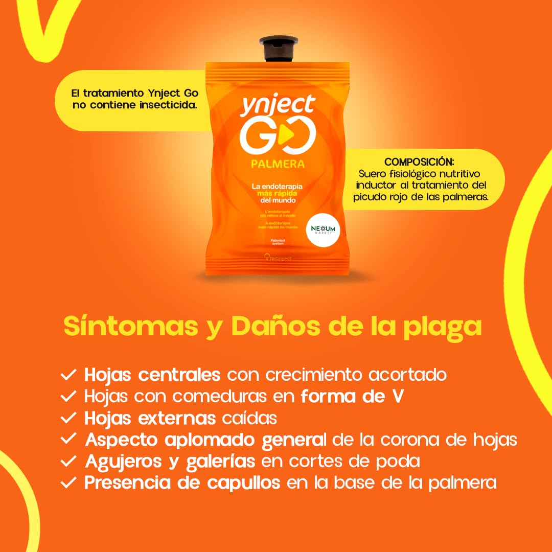 PACK x10 Tratamiento Picudo Rojo Palmeras | Inyecciones con Endoterapia para Insecticida Picudo Rojo | Ynject GO Palmera | INCLUYE CONECTOR | Sin Insecticida | 100% eficaz | Nexum Market