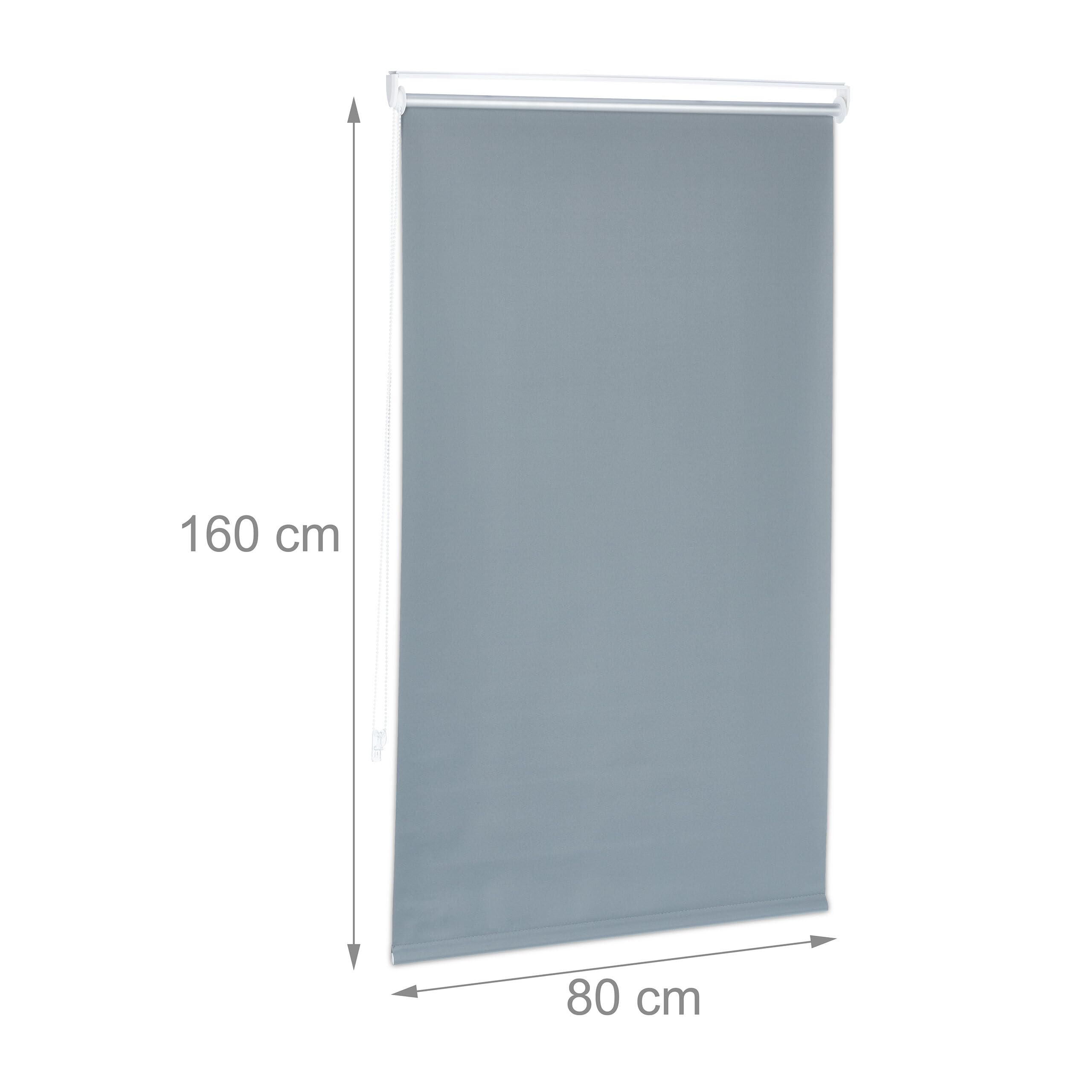 Relaxdays Tenda a Rullo per Interni Termica, Tendina Oscurante e Isolante, Catenella, 80x160cm, Tessuto L: 76 cm, Grigio