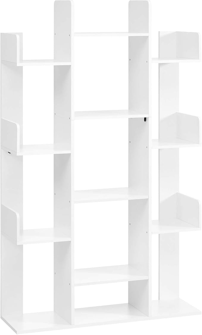VASAGLE Bookshelf, TreeShaped Bookcase with 13 Storage Shelves, 33.9”L