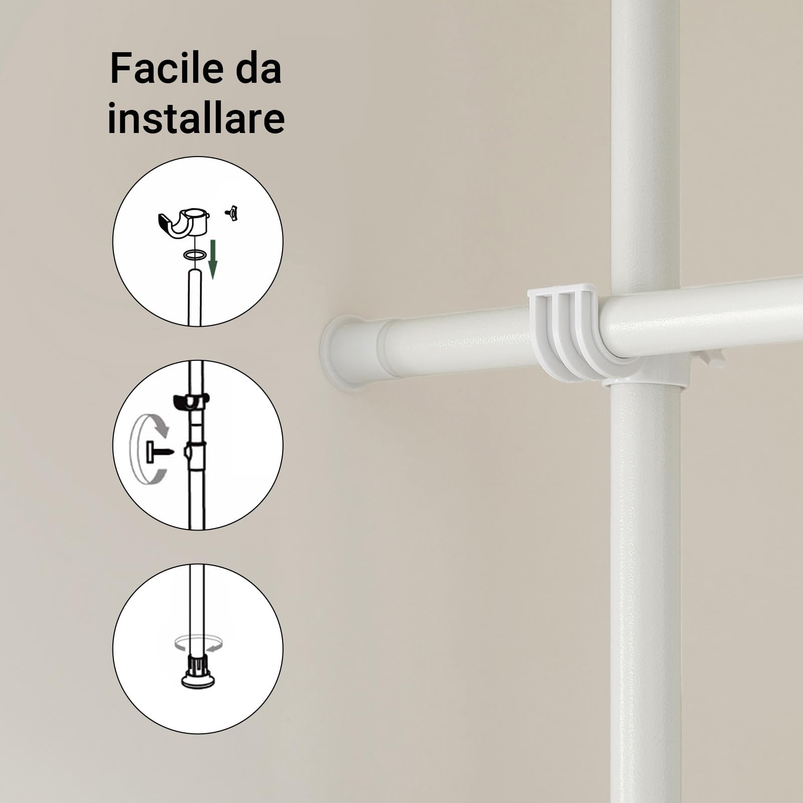 SoBuy Divisorio regolabile con tende oscuranti | Separatore ambienti con aste metalliche per camera e soggiorno, grigio chiaro KLS12-HG
