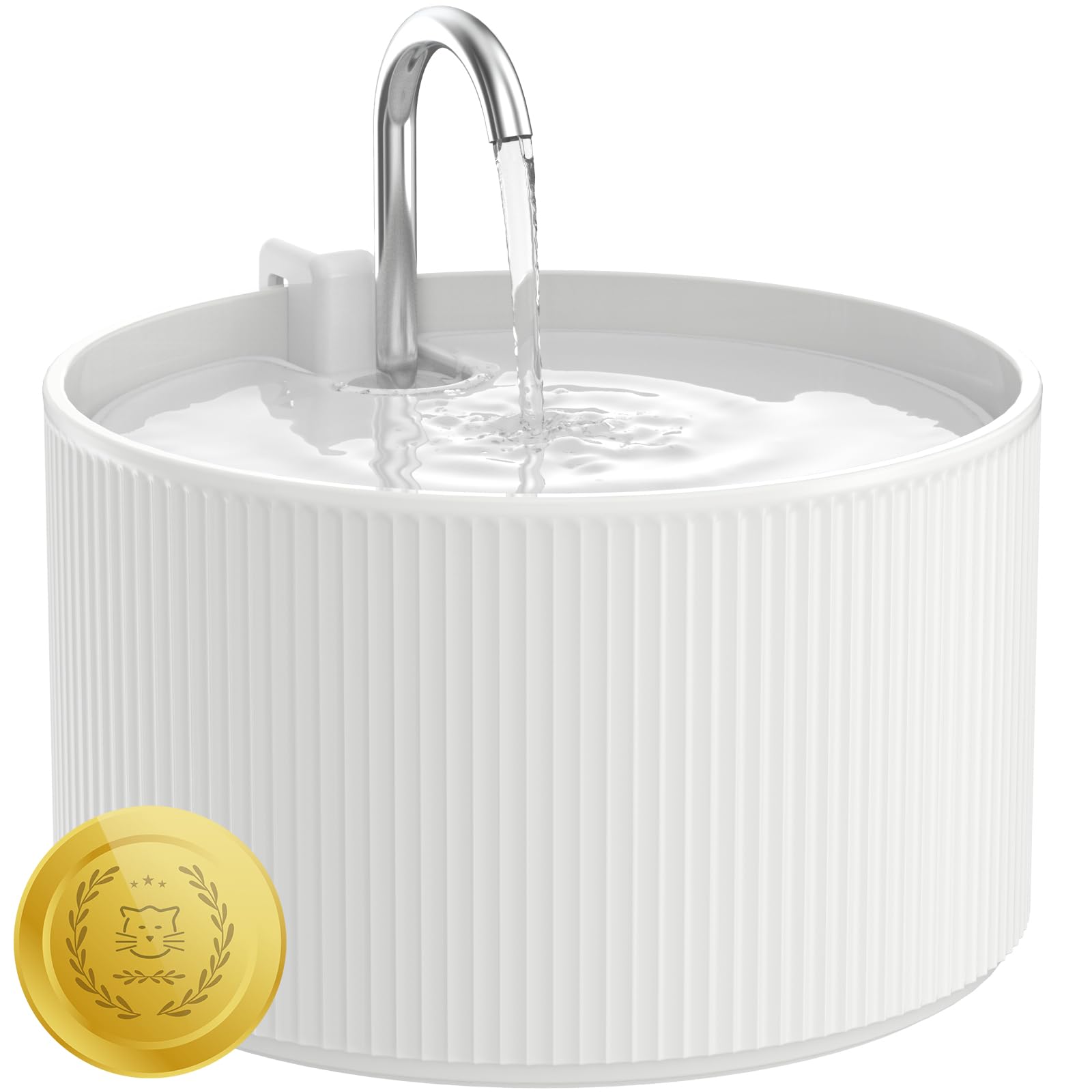 Lawfery 74oz/2.2L Ceramic Cat Water Fountain, Automatic Pet Drinking Fountain for Indoor Cats & Small Dogs, BPA-Free Water Dispenser with Ultra-Quiet Pump, Easy Maintenance