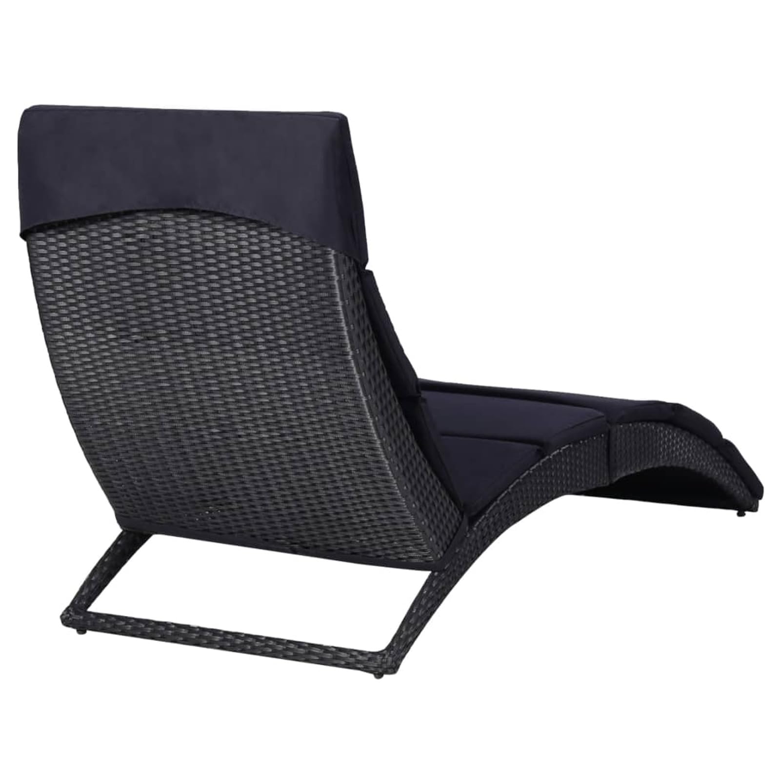 Homgoday Sonnenliege mit Auflage Poly Rattan Schwarz Gartenliege Liegestuhl Balkonliege Strandliege Relaxliege Terrassenliege für Balkon Garten Terrasse#2