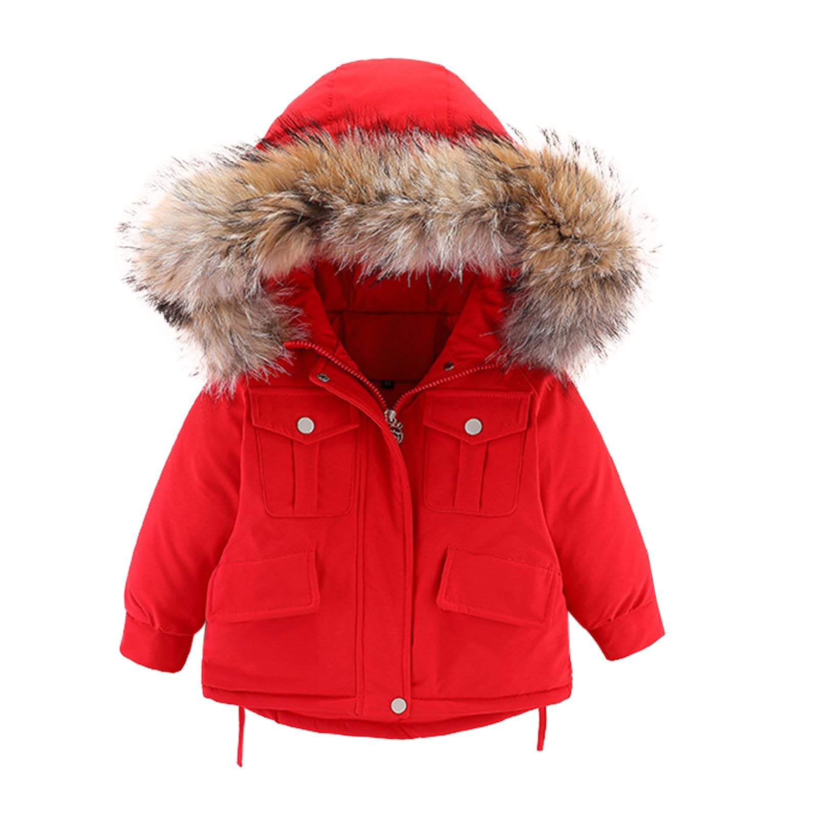 Baby Girls Boys Snowsuit Sets Winter Thick Warm Hooded Puffer Down Jacket & Ski Bit Pants Jumpsuit 2Pcs Set (Red, 110)
