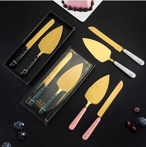 Miniatura 7 de Juego de cuchillos y servidores para tartas de boda, juego de cuchillos dorados para tartas de boda, acero inoxidable, mango de cerámica, juego de