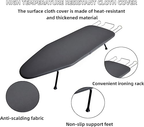 Miniatura 5 de Tabla de planchar compacta y plegable, con soporte para plancha y cubierta resistente al calor, mini tabla de planchar portátil antideslizante para