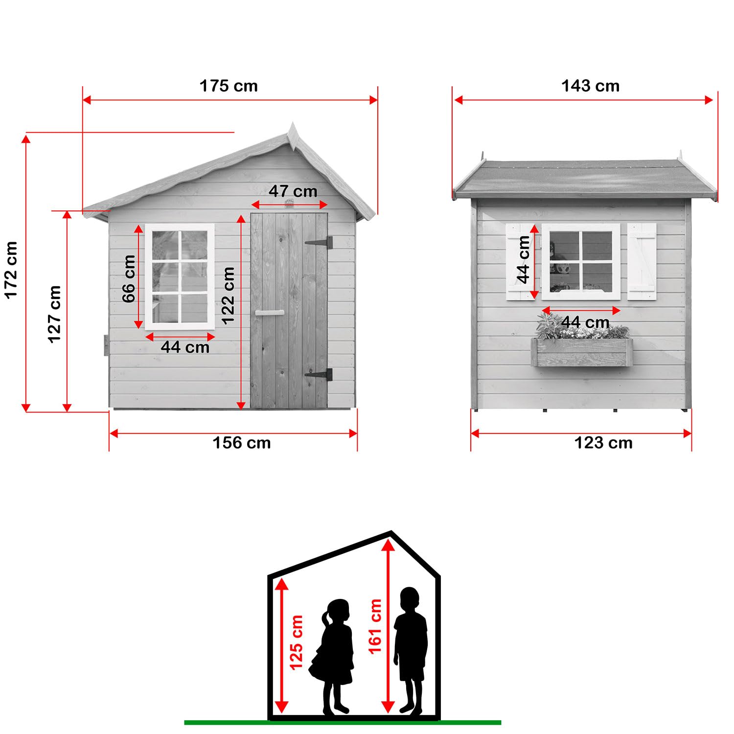 Casas Green House | Casita Infantil de Madera Exterior OLI | Colores Personalizados | 175 x 143 x 172 A