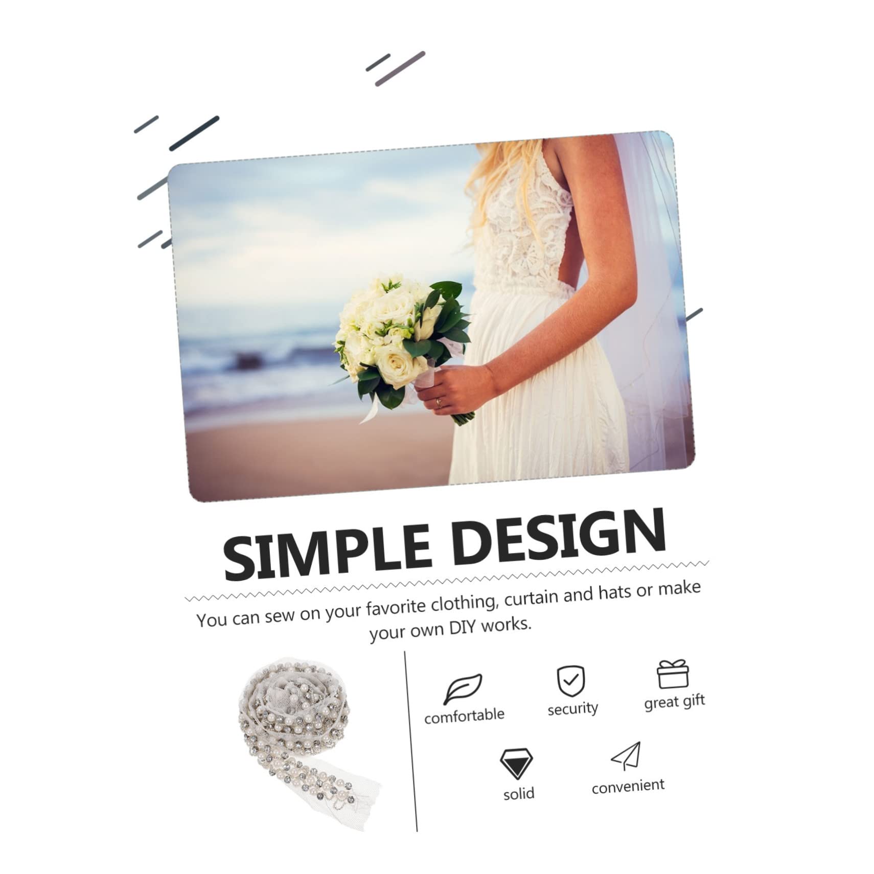 Operitacx 4piezas Cinta De Encaje Decorativa Perlas y Strass Ribete Multifuncional Para Confección De Ropa Manualidades y Decoración De Fiestas Para Vestidos y Accesorios De Moda