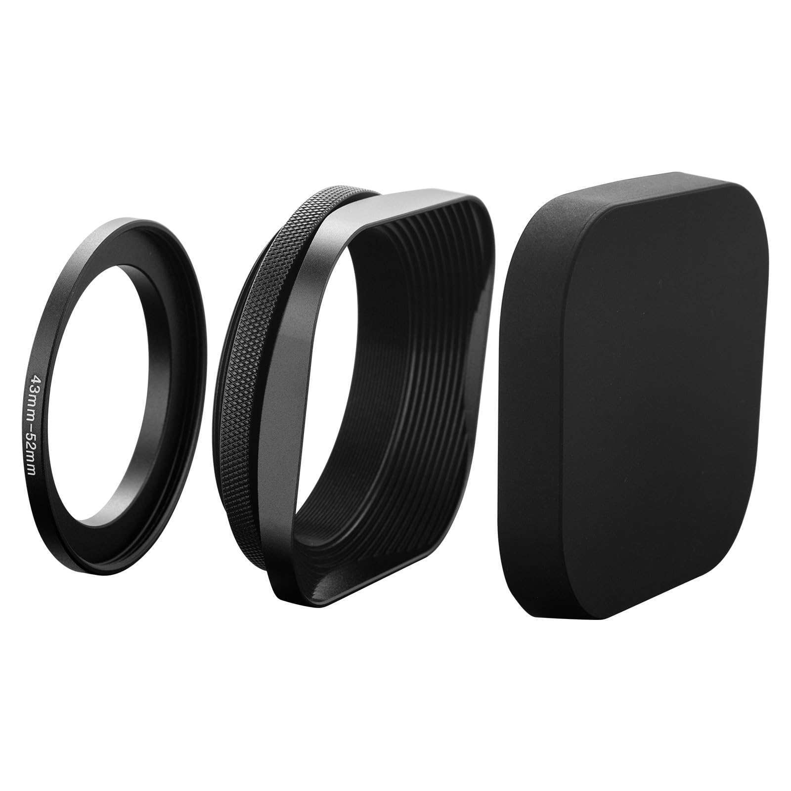 Paraluce rettangolare in metallo, con anello adattatore da 43 mm, per obiettivi Canon Sony Fuji Leica