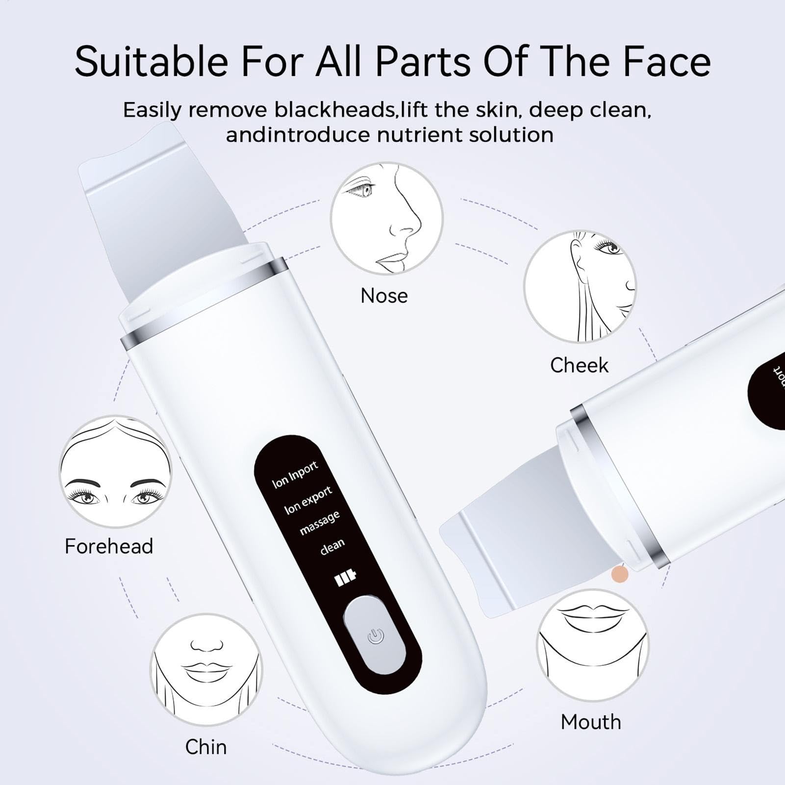 Épurateur de peau ultrasonique, épurateur pores - Spatule de peau ultrasonique portable | de pores faciaux, instrument de beauté, dissolvant de point noir, outil de nettoyant de pores pour re