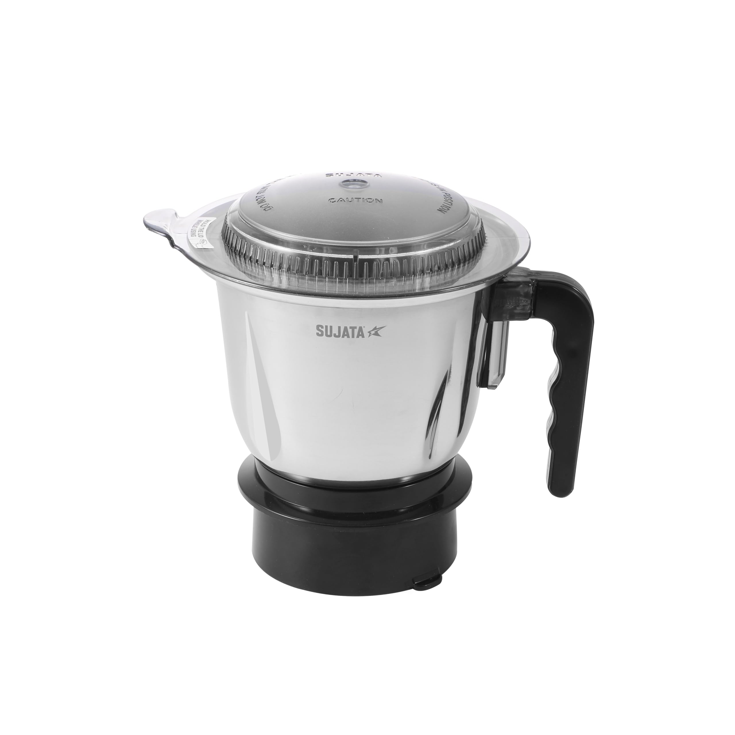 Sujata 1000ml Flat Grinder Jar | Stainless Steel Dry Grinding Jar | Compatible with all 900W Mixer Grinders | Perfect for Spice, Masala & Coffee Grinding Attachment | Flat Base Design | Black — Amazon image 2